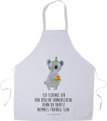 Produktbild von Mr. & Mrs. Panda Kochschürze Koala Geschenk - Weiß - Kochbekleidung, Arbeitsschürze, Schürze, Barista, Geburtstag, Kellner, Party