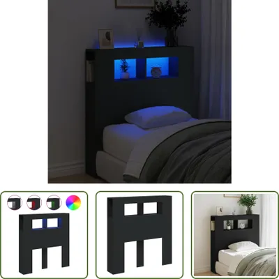Produktbild von The Living Store LED-Kopfteil Schwarz 100x18,5x103,5 cm Holzwerkstoff
