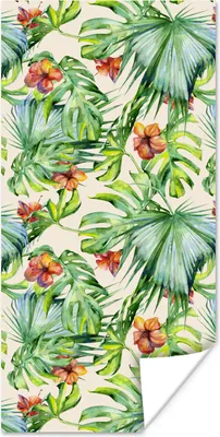 Produktbild von MuchoWow® Poster Blume - Blatt - Muster 60x120 cm - Wandschmuck