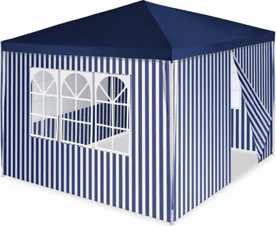 Produktbild von VCM Pavillon | Maße ca. 3x3 m | wasserabweisende 110g / m² PE Plane | Partyzelt | Gartenzelt mit 4 Seitenteile | Blau