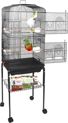 Produktbild von Vogelkäfig Vogelbauer Vogelvoliere Wellensittichvogelkäfig kanarienvögelkäfig mit Caster und Ständer 46x35.3x150.6cm   Eisendraht
