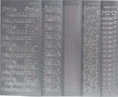Produktbild von VBS Reliefsticker Set Weihnachten 10x23 cm Aufkleber Basteln Dekoration Silber