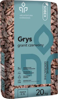 Zdjęcie produktu dla Grys granit czerwony 20 kg (8-16)