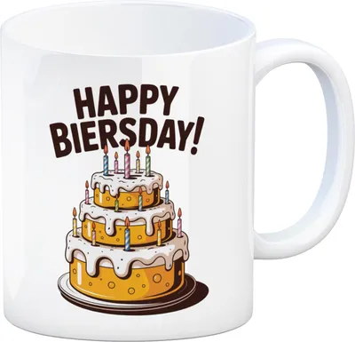 Produktbild von Bierkuchen Happy Biersday Kaffeebecher für Biertrinker zum Geburtstag