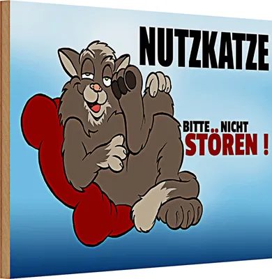 Produktbild von Holzschild Spruch 30x20cm Nutzkatze bitte nicht stören blaues