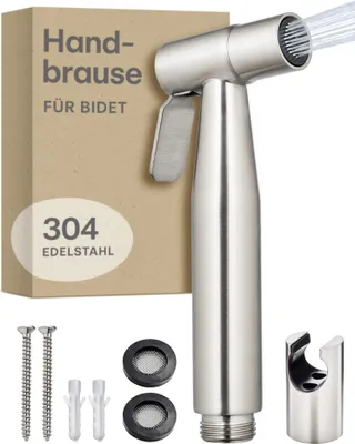 Immagine prodotto di Doccetta bidet - Soffione doccia con supporto in acciaio inox | incl. 2 guarnizioni - Acciaio inox | Doccia intima - Set doccia WC
