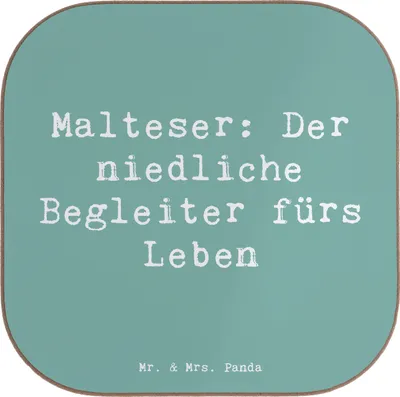 Produktbild von Mr. & Mrs. Panda Tassenuntersetzer Spruch Malteser Begleiter - Meeresbrise - Geschenk, Untersetzer für Gläser, niedlicher, Charakter, Hunderassen, Tischuntersetzer, Hunde