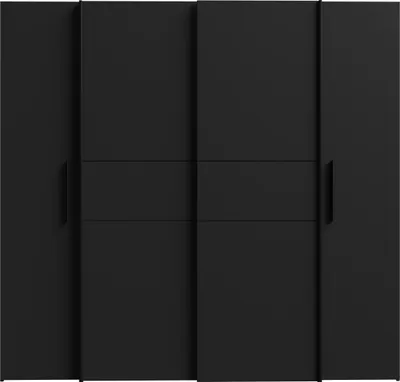 Produktbild von Forte KALIXTUS schwarzer Kleiderschrank 200, moderner Schwebetürenschrank, 4-türig, Holzwerkstoff, Schwarz Matt,  200,1 cm breit x 190,5 cm hoch, 61,2 cm tief