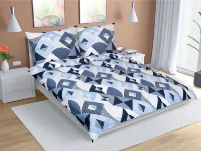 Zdjęcie produktu dla Bawełniana pościel na podwójnym łóżku - 1 szt. 200x220, 70x90 -  niebieska