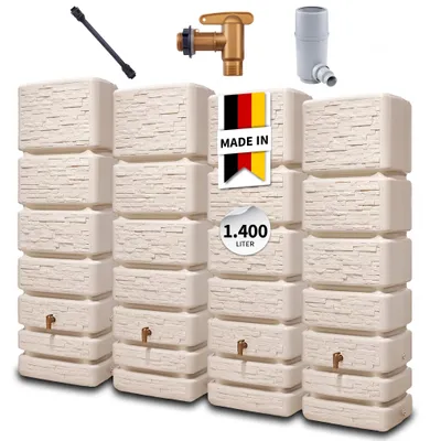 Productafbeelding van 4rain SLIM STONE DECOR wandtank SET 1400 L zandbeige, AI-gegenereerde afbeelding