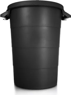 Produktbild von BigDean wetterfeste Universaltonne mit Deckel und 2 stabilen Tragegriffen 80 L SCHWARZ - Regentonne Mülleimer -Indoor und Outdoor geeignet - EU