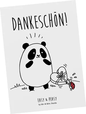Produktbild von Mr. & Mrs. Panda Postkarte Panda Dankeschön - Weiß - Geschenk, Postkarten, Ansichtskarten, bildkarte, Grußkarte, Ansichtskarte
