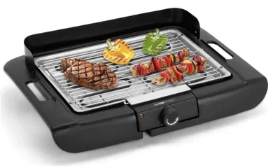 Immagine prodotto di Grill da tavolo Clatronic® Barbecue | Grill con griglia cromata | Grill da tavolo con alloggiamento Cool Touch | Grill elettrico con parabrezza | BQ 3507