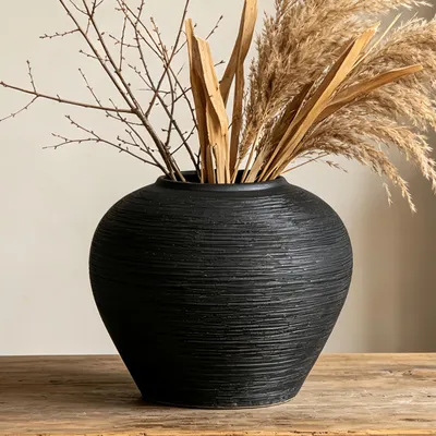 Rustikale Keramikvase 17,3 cm Terrakotta für Wohnzimmer