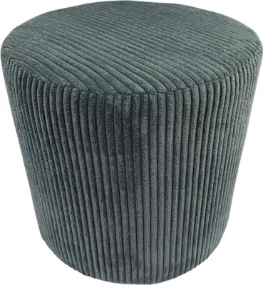 Produktbild von Cord-Hocker POSO 40x40 cm gepolstert rund – weiches Sitzkissen oder Fußhocker für Wohnzimmer – Grau