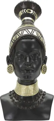 Image de Mauro Ferretti - Buste de femme de la tribu Massai, 23 x 19 x 38,5 cm, noir