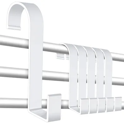 Image de Lot de 6 crochets pour porte-serviettes et radiateurs, crochets blancs pour radiateurs, crochets en S, crochets multifonctions pour la salle de bains et la cuisine