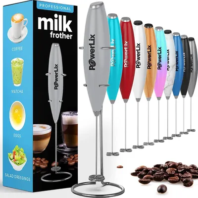 Produktbild von PowerLix Milchaufschäumer Stab, Milchschäumer Elektrisch - mit Edelstahlständer 15-20s, 19000 U/min,