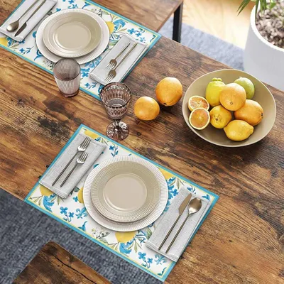 Produktbild von Leinen- Platzsets - fröhliches Design - Set von 8 - 45x30 cm