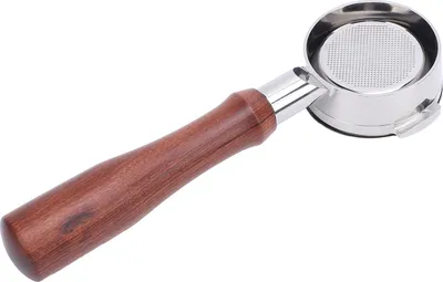 Zdjęcie produktu dla 58 mm Portafiltr do kawy bez dna z drewnianym uchwytem ze stali nierdzewnej Przenośny portafiltr do kawy do ekspresu do kawy