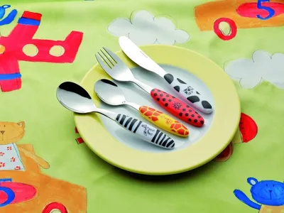 Produktbild von Esmeyer 4-tlg. Kinderbesteck SAFARI aus Edelstahl 18/0 poliert, im Geschenkkarton, 199-351