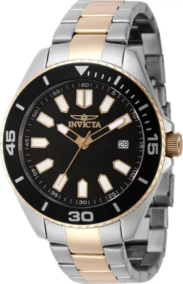 Obrázok produktu pre Invicta Pro Diver 46319 Pánske Hodinky - Quartz Hnací Mechanizmus - Nerezová Oceľ s Čiernym Ciferníkom - 43 mm