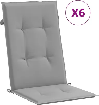 Produktbild von Gartenstuhlauflagen für Hochlehner 6 Stk. Grau 120x50x3cm Stoff