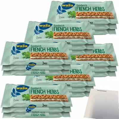 Produktbild von Wasa Knäckebrot Sandwich Käse & Feine Kräuter Multipack 6er Pack (6x90g Packung) + usy Block