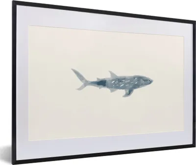 Produktbild von MuchoWow® MuchoWow® Gerahmtes Poster Fisch - Meer - Aquarell 60x40 cm - Poster mit zchwarzem Bilderrahmen - Schlafzimmer - Plakat in Rahmen - Drucken
