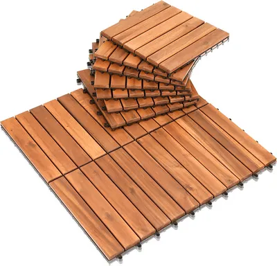 Obrázok produktu pre Jiubiaz Drevené dlaždice 33 dlaždíc Terasové dlaždice 3㎡ Akáciové podlahové dlaždice 30x30cm Kliknite na dlaždice Podlahy Odvodnenie Odolné voči poveternostným vplyvom