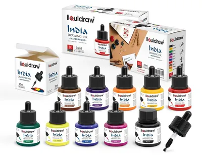 Produktbild von Set mit 10 Farbigen Zeichenfarben 35ml