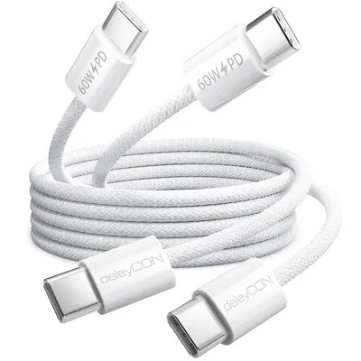 Produktbild von deleyCON 0,5m USB-C Kabel PD 60W USB-C auf USB-C, 2 Stück