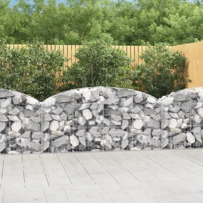 Zdjęcie produktu dla The Living Store Gabion z wysokim łukiem 200x30x80/100 cm Ocynkowane żelazo