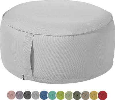 Produktbild von heimtexland Outdoor Pouf Sitzkissen wetterfest Garten Bodenkissen ausblasbar Fußhocker Yoga Lounge Hocker Tisch Party Deko Sitzsack 25x55 Typ551 Hellgrau