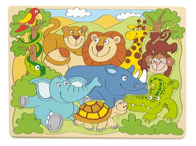 Produktbild von Woody Puzzle auf dem Brett "African Glückliche Tiere"