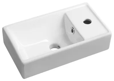 Zdjęcie produktu dla Sapho Small - Umywalka Minos, 400x220 mm, z przelewem, otwór na baterię po prawej stronie, biała 4059