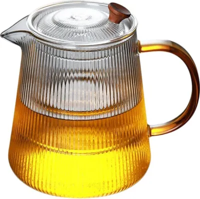Produktbild von Teekanne gestreiftes Glas verdickter hitzebeständiger (1000ml) 1 Stück