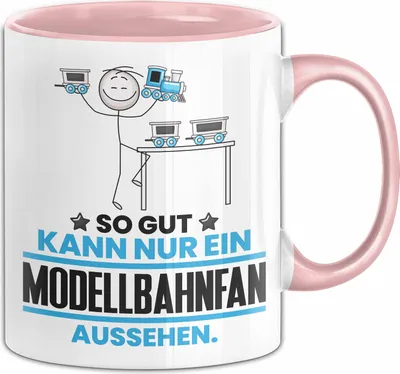 Produktbild von Modellbahnfan Geschenk Tasse So Gut Kann Nur Ein Modellbahnfan Aussehen Geschenkidee Kaffee-Becher (Rosa)