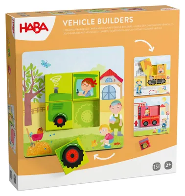 Produktbild von HABA Legespiel Fahrzeuge – Holzspielzeug ab 2 Jahren mit Bagger, Traktor & Feuer