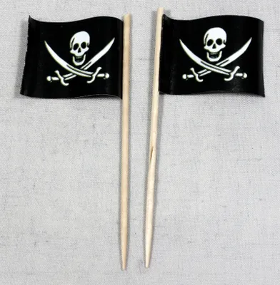 Produktbild von Party-Picker Flagge Pirat (3) Papierfähnchen in Spitzenqualität 25 Stück Beutel