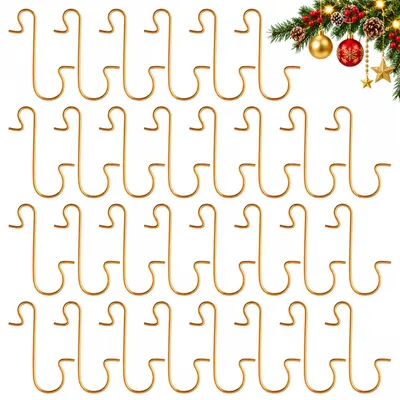 100 goldene S-Haken für Christbaumkugeln, 10 x 30 mm