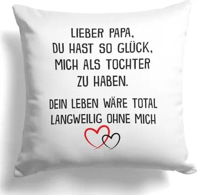 Produktbild von 22Feels Papa Geschenk von Tochter Vater Kissen Vatertag Geburtstag Herrentag Weihnachten Deko Männer Dekoration Spruch Geschenkidee Wohnzimmer Schlafzimmer Couch