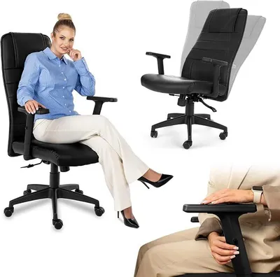 Produktbild von Ergonomischer Chefsessel Bürostuhl Schwarz bis 150 kg Adelo | Schreibtischstuhl, Computerstuhl, Drehstuhl, Sitzhöhenverstellung, Gepolsterte Sitzfläche, Für Homeoffice
