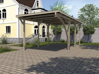 Produktbild von Einzelcarport weka 606 A Gr. 2 inkl. Einfahrtsbogen 300 x 600 cm kesseldruckimprägniert