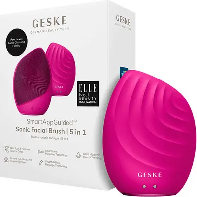 Zdjęcie produktu dla Soniczna szczoteczka do czyszczenia twarzy 5w1 Geske z Aplikacja (magenta)