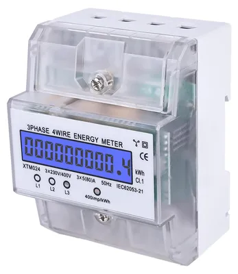 Produktbild von Digitaler Stromzähler - Stromzähler 3-Phasen 4-Draht Elektrizitätszähler, 3x230/400V 5(80) A Energiemessgerät Geeicht Stromzähler für DIN Hutschiene Zwischenzähler Strom Geeicht