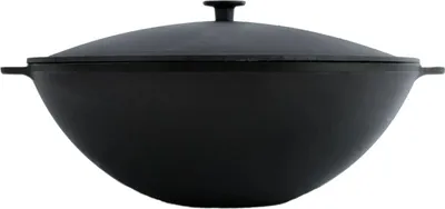Produktbild von Ø36 cm Wok Gusseisen Kazan 8 L Gusseisendeckel Asia Wokpfanne Induktion Kessel Campingtopf Kochtopf für alle Herdarten geeignet