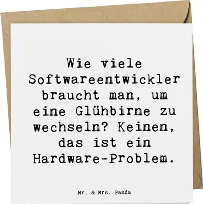 Produktbild von Mr. & Mrs. Panda Glückwunschkarte Spruch Softwareentwickler Glühbirne - Weiß - Geschenk, Programmierer, Berufe, Beruf, Hardware, Berufsprodukte, Problem, Klappkarte
