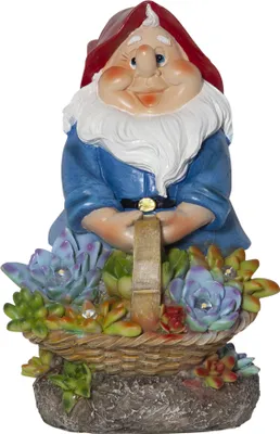 Produktbild von Star Trading 480-86 LED-Solar-Figur "Gnomy",  Zwerg mit Blumenkorb,  5 warmwhite LED, ca. 14x22 cm, mit Solarpanel, incl. Akku outdoor, Vierfarb-Karton