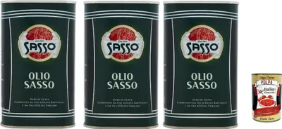 Produktbild von Sasso Olio Extra vergine D'oliva Natives Olive Olivenöl 3x 500ml 100% Italienisch, Extra virgin oil + Italian Gourmet polpa 400g